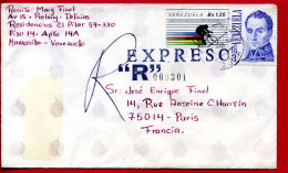 1980 - Lettre Du Venezuela Envoyée En EXPRESO Et Recommandée Pour Paris - Verso Cachet "PARIS 14 - DISTRIBUTION" - Venezuela