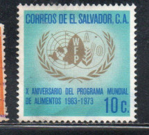 EL SALVADOR 1974 WORLD FOOD PROGRAM 1973 10c USED USATO OBLITERE' - Salvador