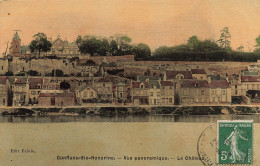 Conflans St Honorine * Vue Panoramique Et Le Château * Cpa Toilée Colorisée - Conflans Saint Honorine