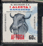 EL SALVADOR 1980 AEREO AIR POST MAIL AIRMAIL HOOF AND MOUTH DISEASE PREVENTION ALERTA AFTOSA 60c USED USATO OBLITERE' - Salvador