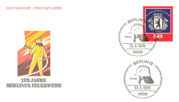 227  Sapeurs-pompiers De Berlin: Env. 1er Jour D'Allemagne, 1976 - Firebrigade Berlin FDC - Sapeurs-Pompiers