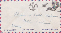 Canada--1960--Lettre De QUEBEC  Pour POITIERS (France)..timbre + Cachet Mécanique Muet Du 21-9-1960 - Cartas & Documentos