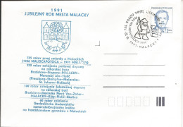 COB 91 Czechoslovakia V. Havel Jubilee Year Of Malacky Town 1991 - Sobres