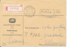 Portugal Registered Cover Without Stamps Sent To Germany Du Bureau Des Colis Postaux Lisboa 15-1-1971 - Covers & Documents