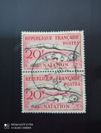 France Y&T 960  - Natation - 20 F - Année 1953 - Paire - Oblitérés