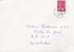 1973--Lettre Avec Type Marianne Béquet Pour POITIERS-86..timbre + Cachet Ambulant " Nimes à Clermont 1er--B " - Posta Ferroviaria