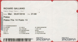 ITALIA - ITALY - ITALIE - Richard Galliano - 2018 Teatro Diego Fabbri A Forlì - Biglietto D'ingresso Platea - Usato - Tickets D'entrée