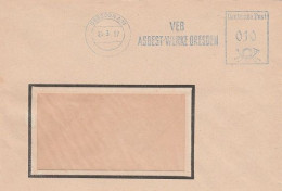 DDR Brief Mit Freistempel Dresden A17 1957 Blau VEB Asbest Werke Dresden - Franking Machines (EMA)