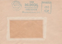 DDR Brief Mit Freistempel Dresden A1 1957 Blau VEB Minol Aussenstelle Dresden - Frankeermachines (EMA)