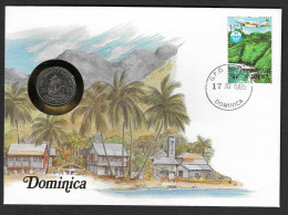 Dominica - Busta Commemorativa Con Moneta Non Circolata FDC Da 25 Cents Km14 - 1981 - Oost-Caribische Staten