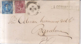 Año 1876 Edifil 175-188 Carta  Matasellos  Rombo Gerona  Membrete LA GERUNDENSE - Storia Postale