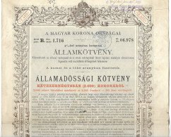 ACTION OBLIGATION D ETAT OR 3% 1895 ALLAMADOSSAGI KOTVENY BUDAPEST ROYAUME DE HONGRIE TRAVAUX SUR DANUBE - A - C