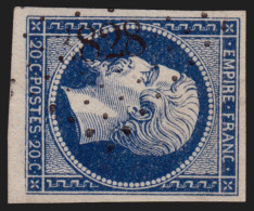 N°14Aa, 20c Bleu-foncé, Oblitéré PC 3828 BUIRONFOSSE Aisne, Indice 16 - TB - 1853-1860 Napoléon III.