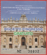 ITALIA - ITALY - ITALIE - Padula - Certosa Di San Lorenzo - Biglietto D'ingresso - Usato - Tickets D'entrée