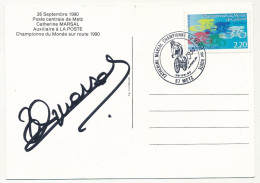 FRANCE - CPM Catherine Marsal, Obl Temporaire "Catherine Marsal Championne Du Monde Sur Route" 1990 METZ + Autographe - Radsport