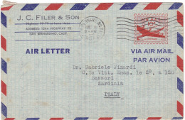 STATI UNITI - USA - SAN BERNARDONI(CALIFORNIA) J. C. FILER E SON - AIR LETTER V.G PER SASSARI - SARDEGNA - ITALIA - 1951 - 1941-60