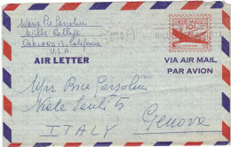 STATI UNITI - USA - OAKLAND (CALIFORNIA) - AIR LETTER V.G PER GENOVA - ITALIA - 1958 - 1941-60