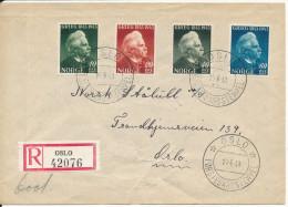 Norway Registered FDC 15-6-1943 Edward Grieg Complete Set Of 4 Sent To Oslo - FDC