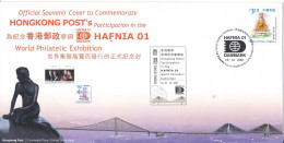 Hong Kong Souvenir Cover World Philatelic Exhibition Hafnia 2001 Denmark - Cartas & Documentos