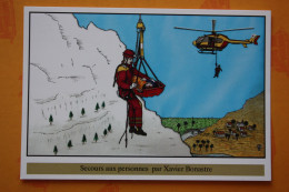 Illustration By X.Bonastre W Real Autograph - Helicopter  - Firemen Firefighter Pompier - Helikopters