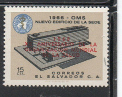 EL SALVADOR 1968 OVERPRINTED OMS WHO HEADQUARTERS GENEVA  15c MNH - Salvador