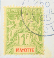 LP3972/174 - 1892/1899 - COLONIES FRANÇAISES - MAYOTTE - N°13 (sur Fragment) CàD : MAYOTTE - DZAOUDZI - 20 AVRIL 1905 - Gebruikt