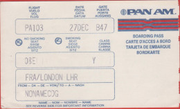 USA - PAN AM - FRA-LONDON - PA103 - Carta D'Imbarco - Boarding Pass - Europe