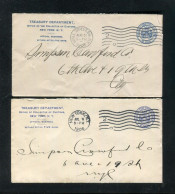 "USA" 1906, 2 Ganzsachenumschlaege Ex TREASURY DEPARTMENT NEW YORK· Gestempelt (3605) - 1901-20