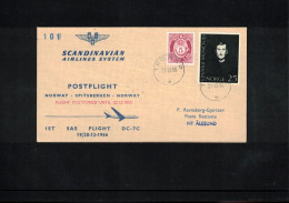 Norway 1966 SAS First Flight DC-7C Norway - Spitzbergen - Norway Interesting Letter - Covers & Documents