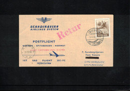 Denmark - Norway 1966 SAS First Flight DC-7C Norway - Spitzbergen - Norway Interesting Letter - Covers & Documents