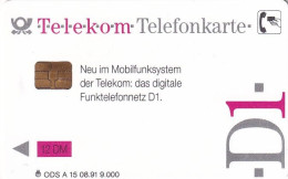 GERMANY - D1/Mobilfunk Mit System 2(A 15), Tirage 9000, 08/91, Mint - A + AD-Reeks :  Advertenties Van D. Telekom AG