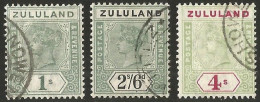 Zululand 1894. 1s, 2s/6d, 4s. SACC 19-21, SG 25-27. - Zoulouland (1888-1902)