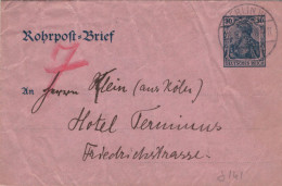 Rohrpost-Brief Berlin 1905 > Station No. 7 - Hotel Terminus [Inh. Hetzel & Kleinschmidt] - Buste