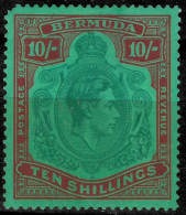 Bermuda 1938 KGVI 10 Shilling Perf. 14  MH Stamp - Bermudes