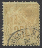 French Colonies Sc# 53 Used (b) 1878-1880 25c Yellow, Straw Commerce - Other & Unclassified