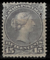 Canada 1868 / 15 Cent Large Queen  Greyish Violet  MH Stamp - Neufs