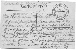 Sur  CP De MARSEILLE  /   Cachet  "   133 RGT TERRITORIAL ...DETACHEMENT DE MARSEILLE  "  1915 - 1914-18