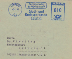 EMA Leipzig 1956 Stadt- & Kreissparkasse - Durch Frieden Zu Wohlstand - Ortsbrief - Machines à Affranchir (EMA)