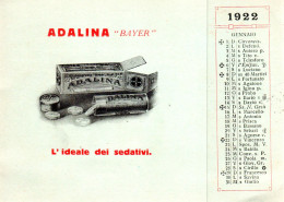 CALENDARIO FARMACEUTICO 1922 - ADALINA BAYER - Tamaño Pequeño : 1921-40