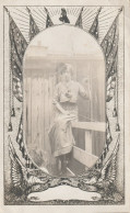 Young Lady Sitting On A Fence   Jeune Femme Assise Sur La Cloture - Collections & Lots
