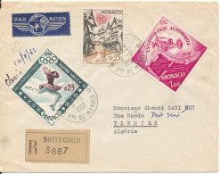 Monaco Registered Cover Sent To Algeria 11-9-1962 Very Good Franked - Covers & Documents