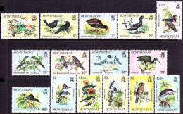 MONTSERRAT(1984) Various Birds. Complete Set Of 15 Overprinted SPECIMEN. Scott Nos 524-38, Yvert Nos 535-49. - Montserrat