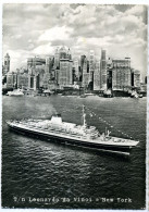 VARIE NAVIGAZIONE TRANSATLANTICO LEONARDO DA VINCI A NEW YORK  Formato Grande. Viaggiata 1963. Affrancatura Asportata. C - Ferries