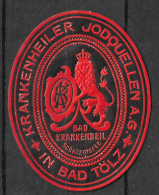 GERMANY Bad Toelz VIGNETTE CINDERELLA SCHUTZMARKE  KRANKENHEILER JODQUELLEN A.G BIG  5 X 7 CM - Cinderellas