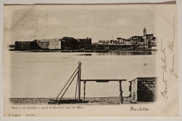 PUGLIA BARLETTA VEDUTA DEL CASTELLO E PARTE DI BARLETTA VISTA DAL MARE Formato Piccolo Viaggiata Nel 1900 - Condizioni B - Barletta