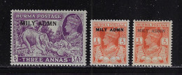 BURMA 1945 MILY ADMN SCOTT#35,43  USED  MLH - Birma (...-1947)