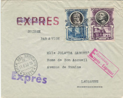 Segretaria Di Stato Citta Del Vaticano Rom > Lausanne - Express Verbanus Pius Cattedra Sagrestia Verschlussvignette 1958 - Cartas & Documentos