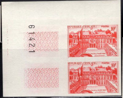 FRANCE(1957) Elysee Palace. Trial Color Proof Corner Pair. Scott No 851, Yvert No 1126. - Pruebas De Colores 1945-…