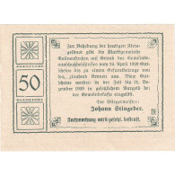 Billet, Autriche, Gallneukirchen, 50 Heller, Personnage, 1920 SPL Mehl:FS 218a - Oesterreich