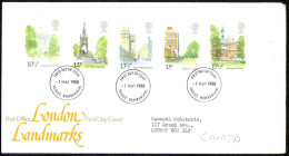 Britain Sc# 910-914 (Paisley, Renfrewshire) FDC (b) 1980 5.7 London Landmarks - 1971-1980 Decimal Issues